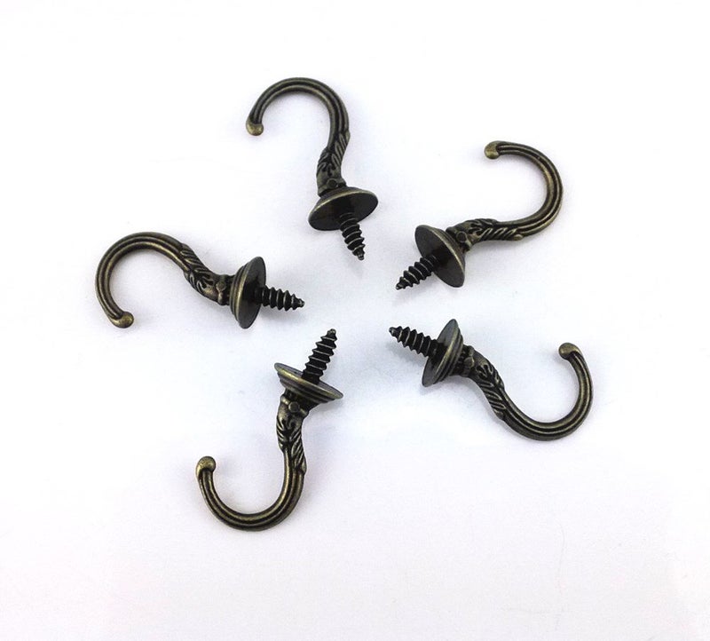 yueton 20pcs Vintage Carving Screw-in Wall Ceiling Hooks Cup Hooks Hanger 1/2inch Open Mouth - Image 4